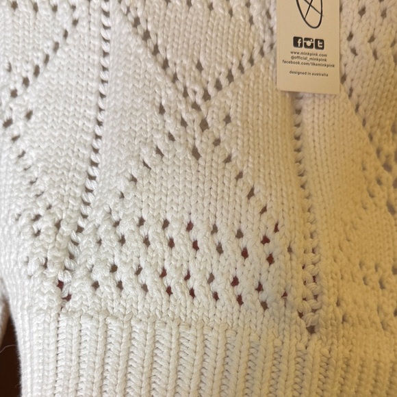 NWT White Knit Sweater by MinkPink size Small - Picture 7 of 8